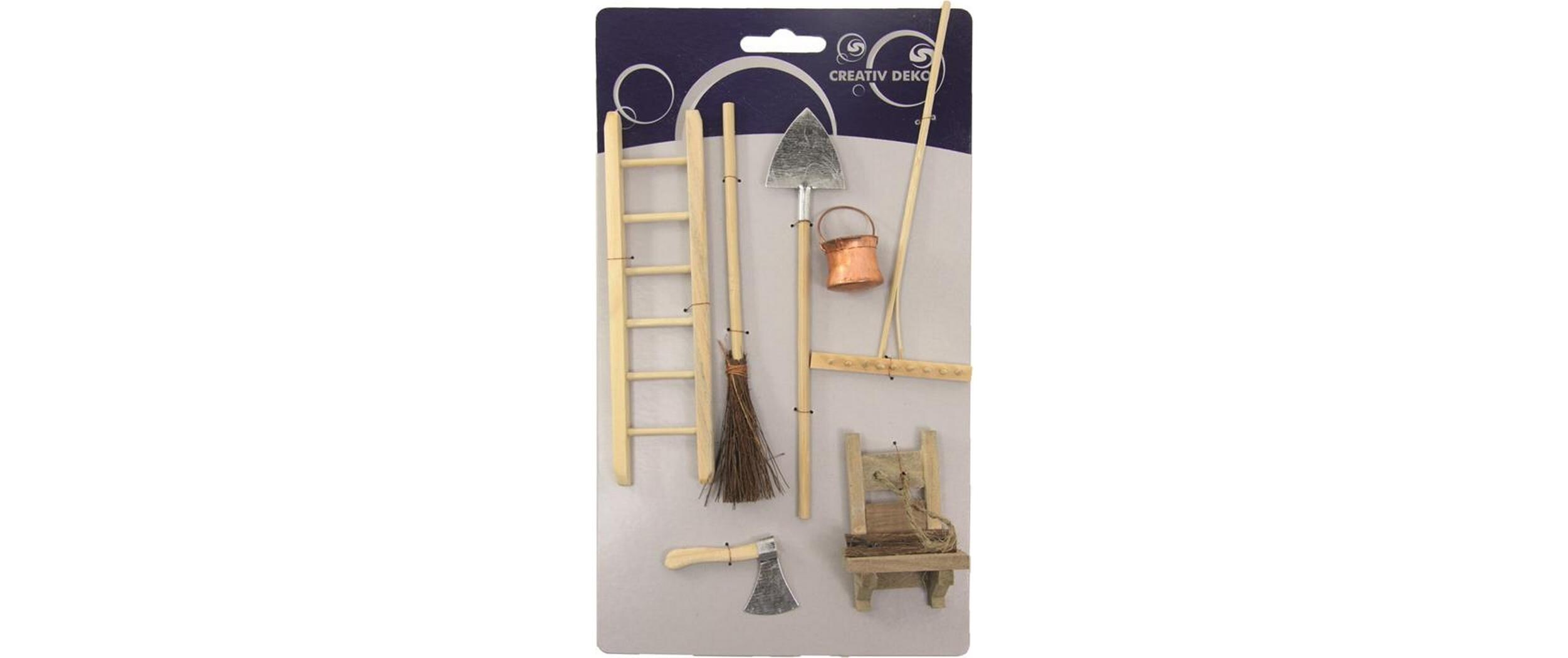 Krippenzubehör Werkzeug-Set 7-teiligWeihnachtskrippenzubehör