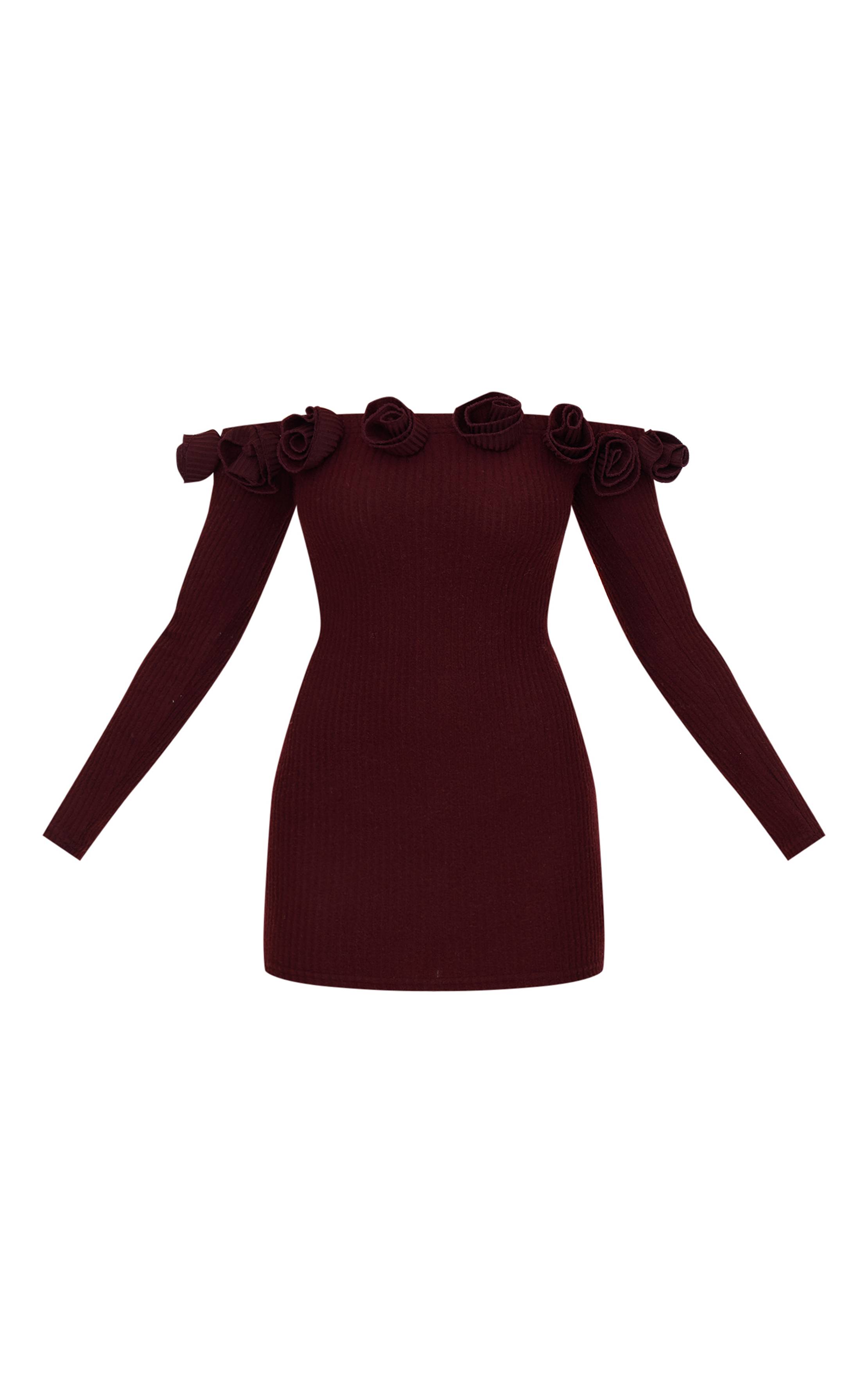 Robe Moulante Bardot À Détail Corsage En Côtes Brossées