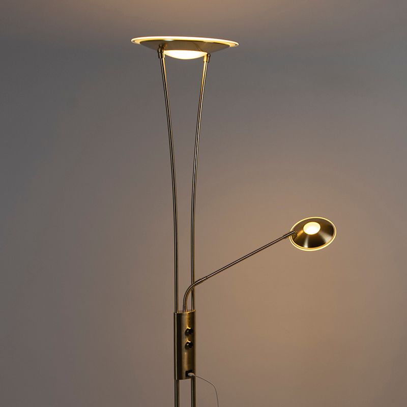 Vloerlamp goud met leesarm incl. LED en USB-poort - Sevilla