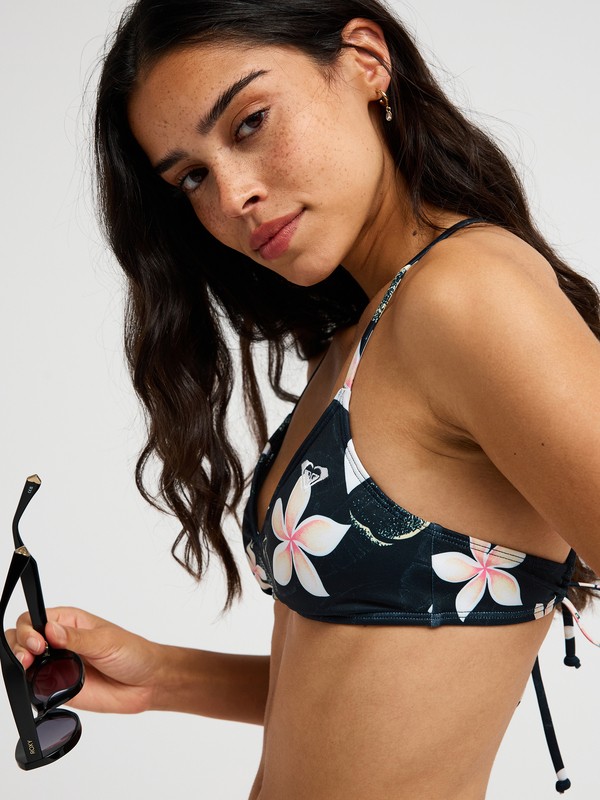 Printed Essentials Athletic Tri Haut de bikini triangle Noir Femme