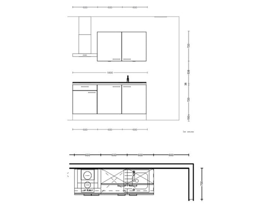 CONCEPT1 - Pack Cuisine ASTUCIO BETON GRIS GAUCHE - 180CM