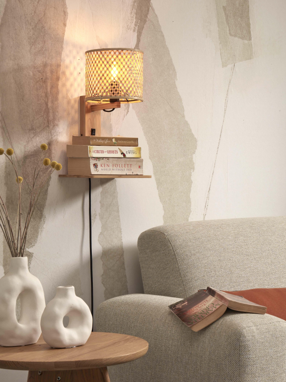 Good&Mojo Java wandlamp met plank naturel