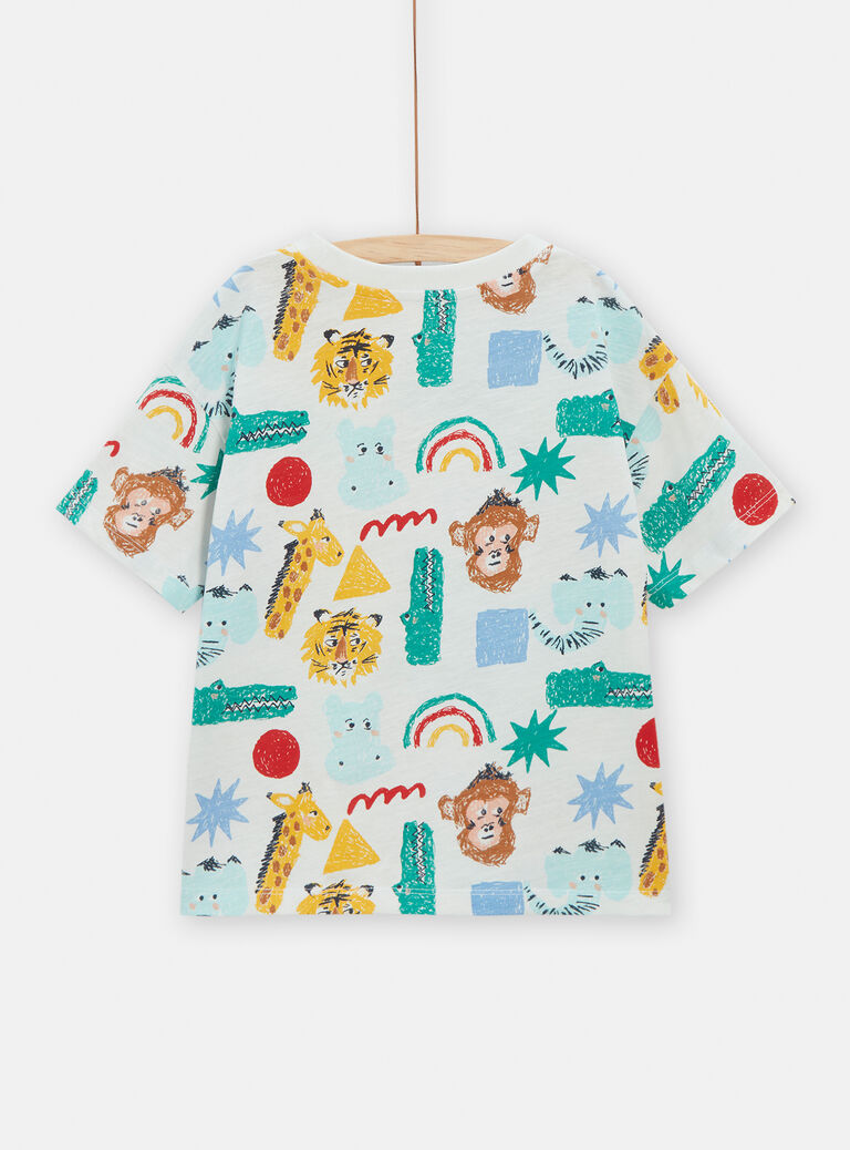 T-shirt écru imprimé animalier pour garçon