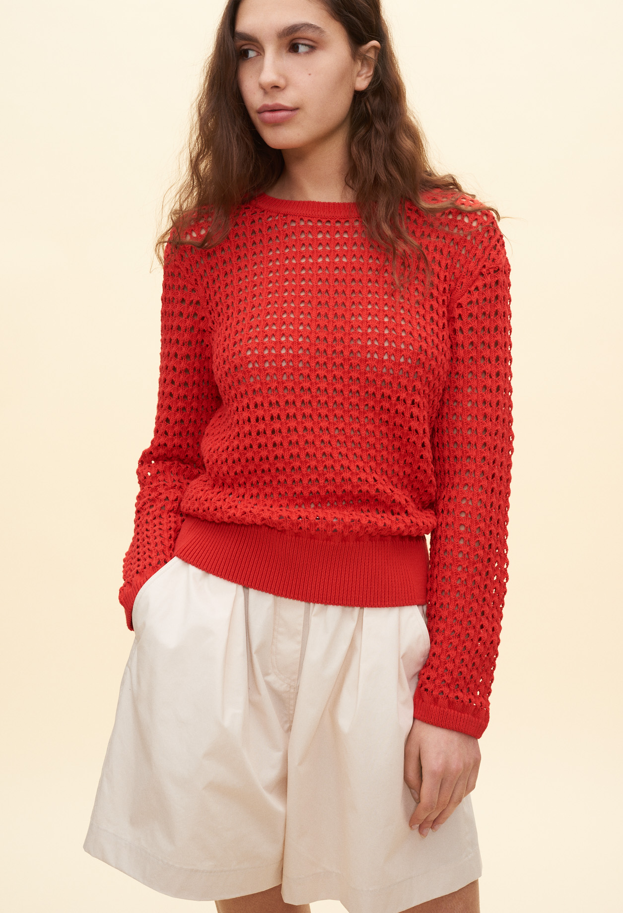 Pull ajoure rouge