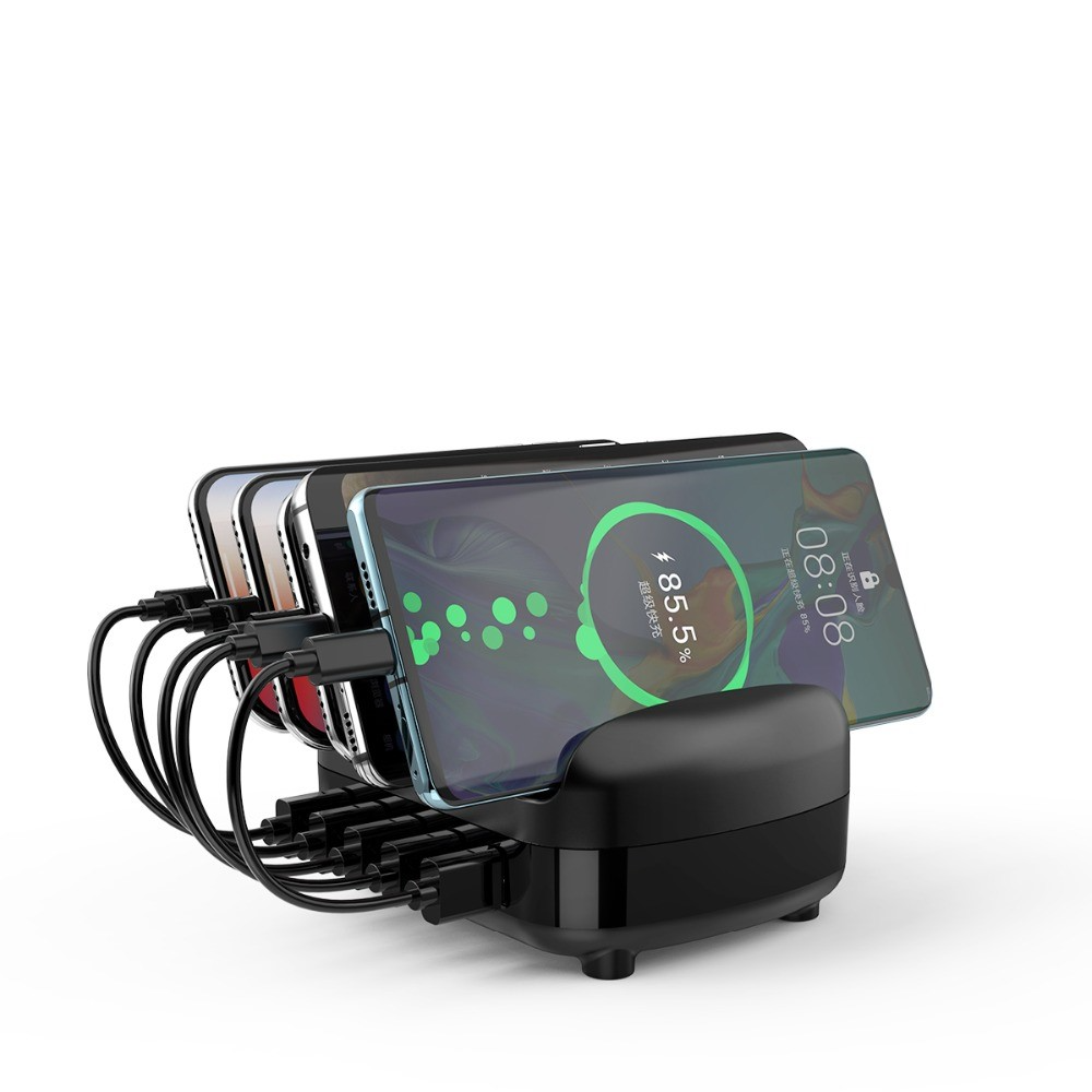 (40W) 5-fach Universal USB Ladestation Multiport Ladedock - Schwarz