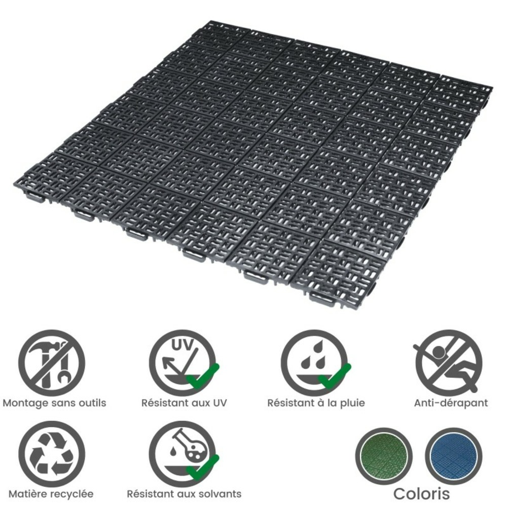 Dalle clipsable jardin/piscine/ spa - vert foncé 56 x 56 cm