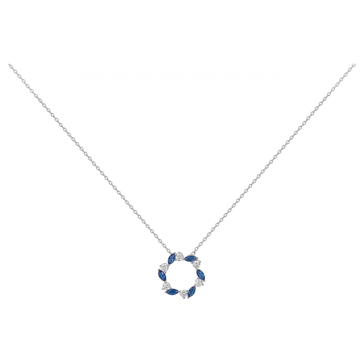 Collier mono-motif en Argent avec spinelle bleu saphir