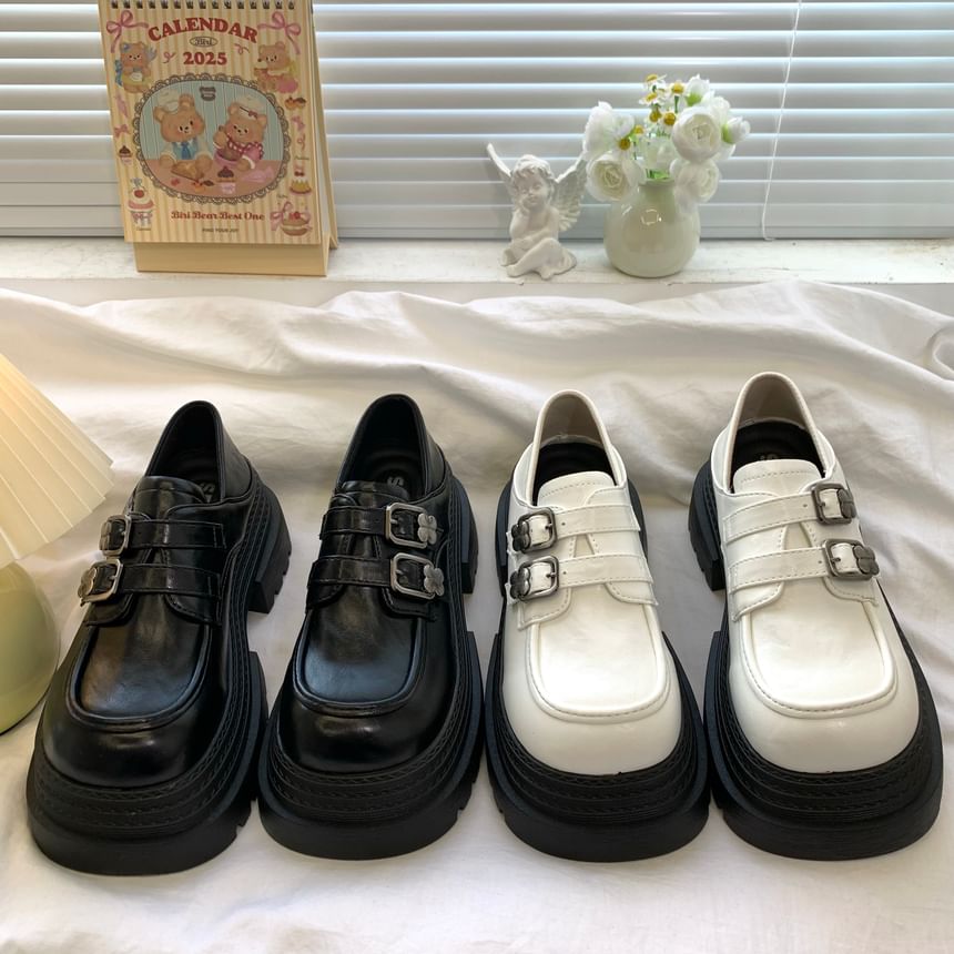 DURAC - Loafers met imitatieleren gespband en plateauzool