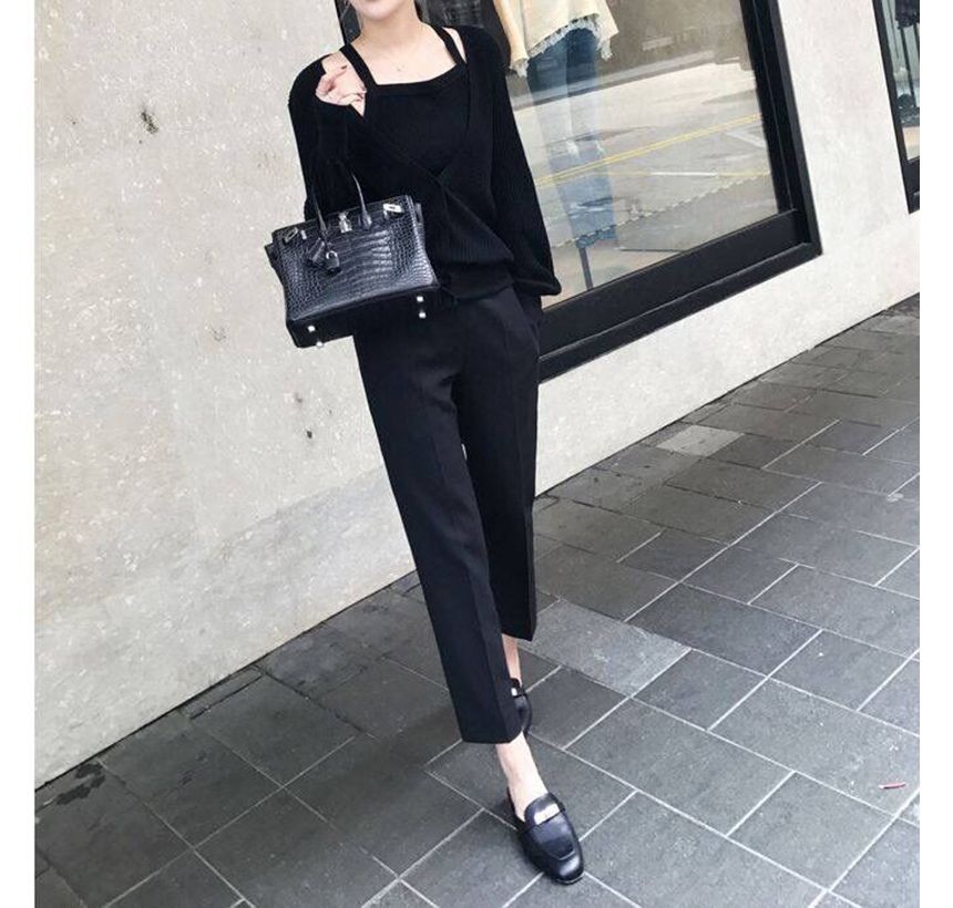 Inchioh - Hoge taille effen cropped broek