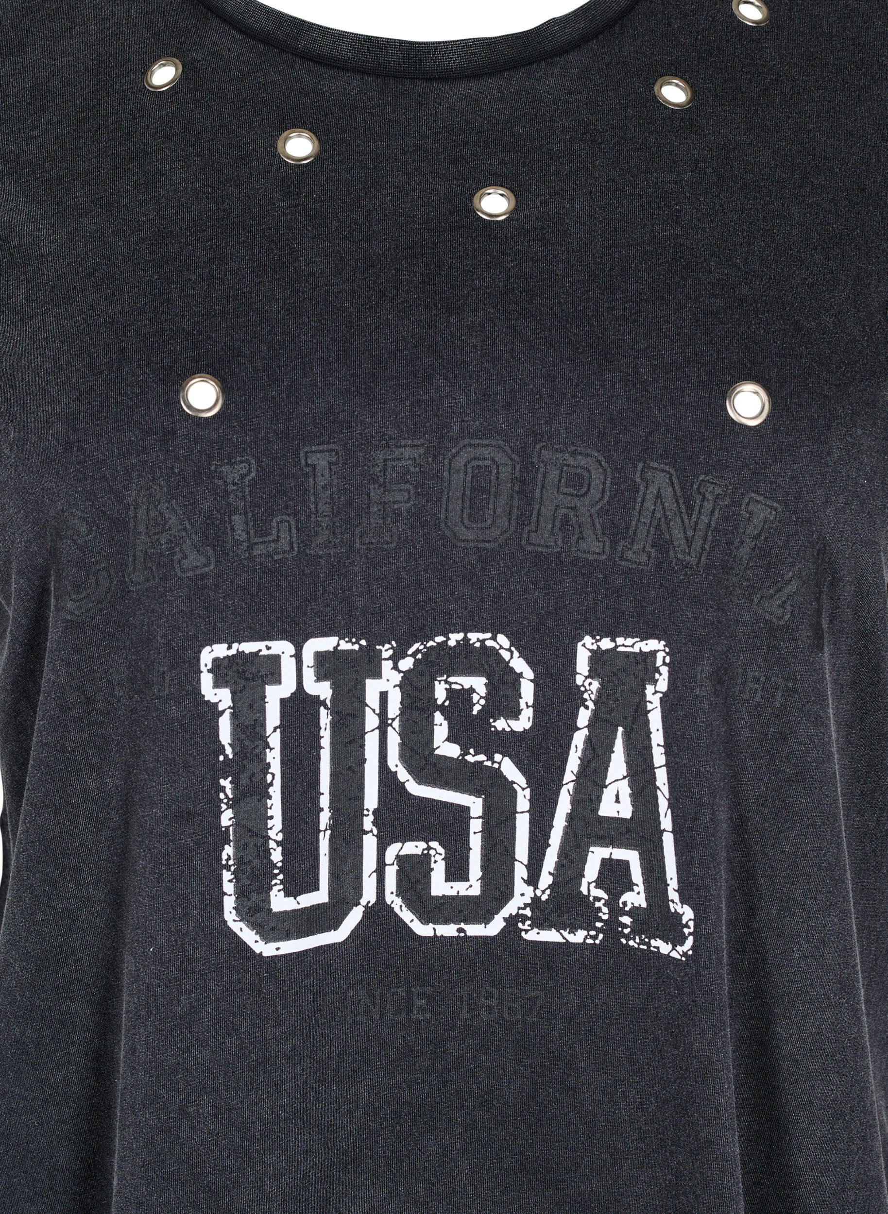 T-shirt med eyelets og print