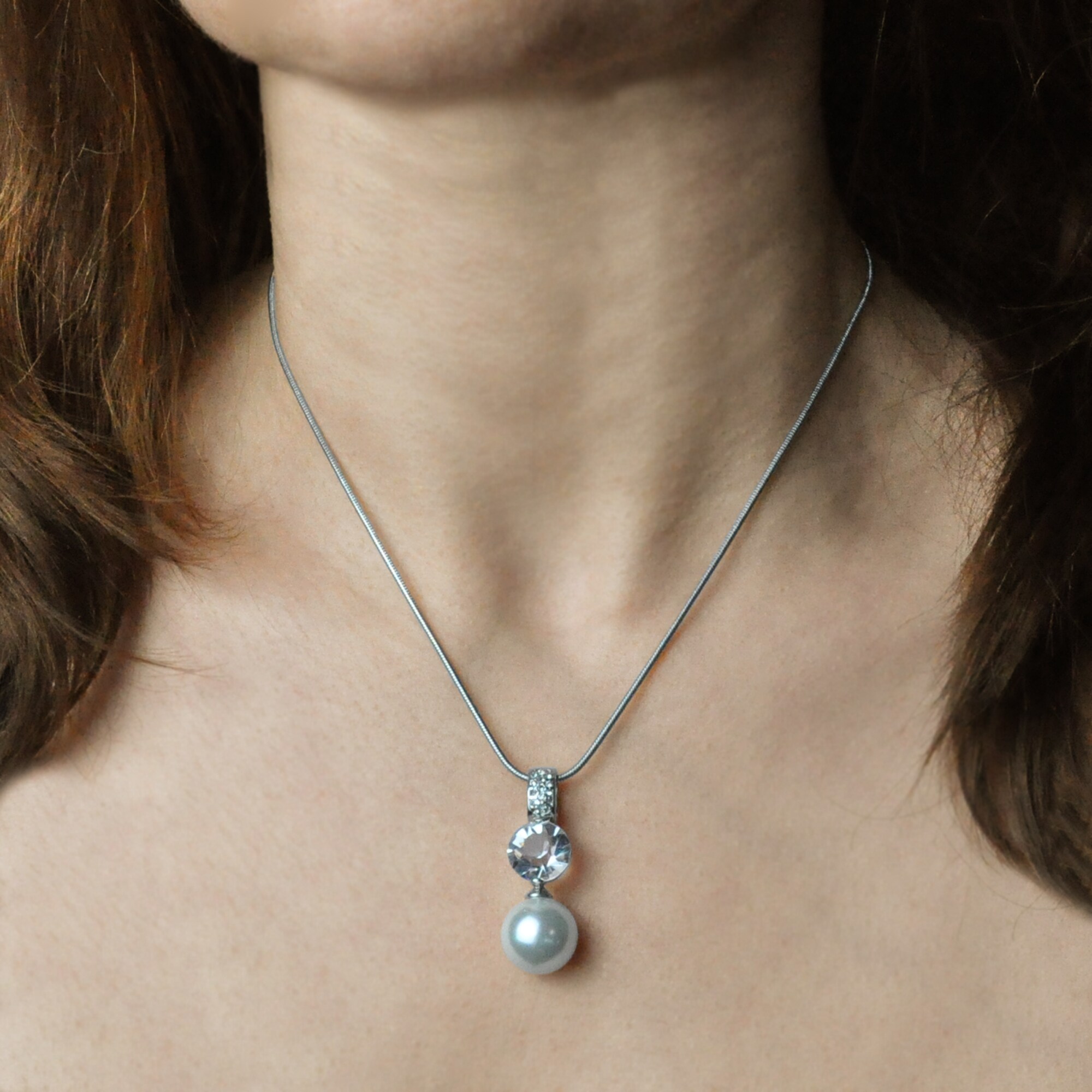 Steuer Modeschmuck Anhänger mit Kette Perlanhänger mit Kristallstein an Kette