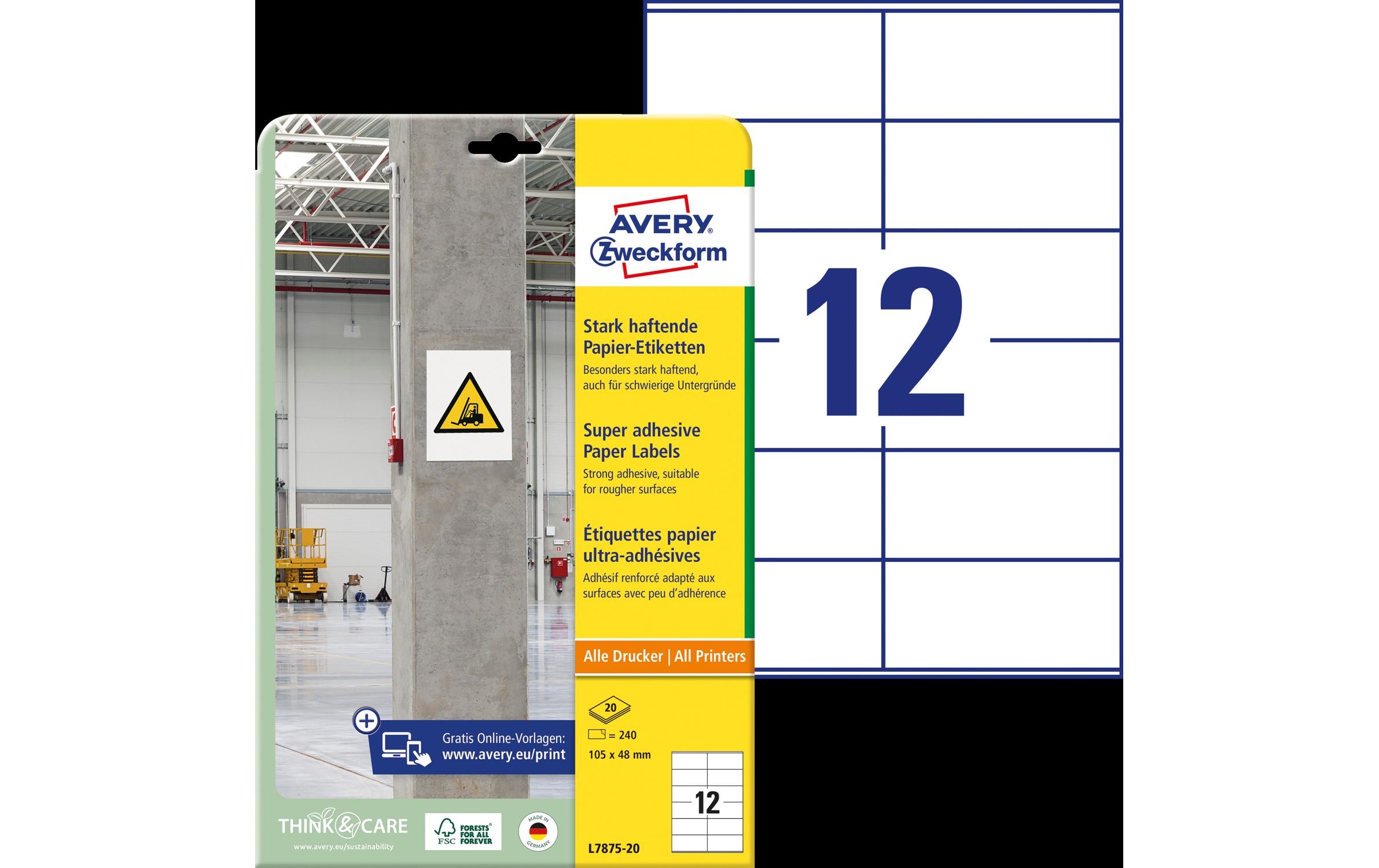 Universal-Etiketten L7875-20 105 x 48 mmPermanenthaftende Papier-Etiketten