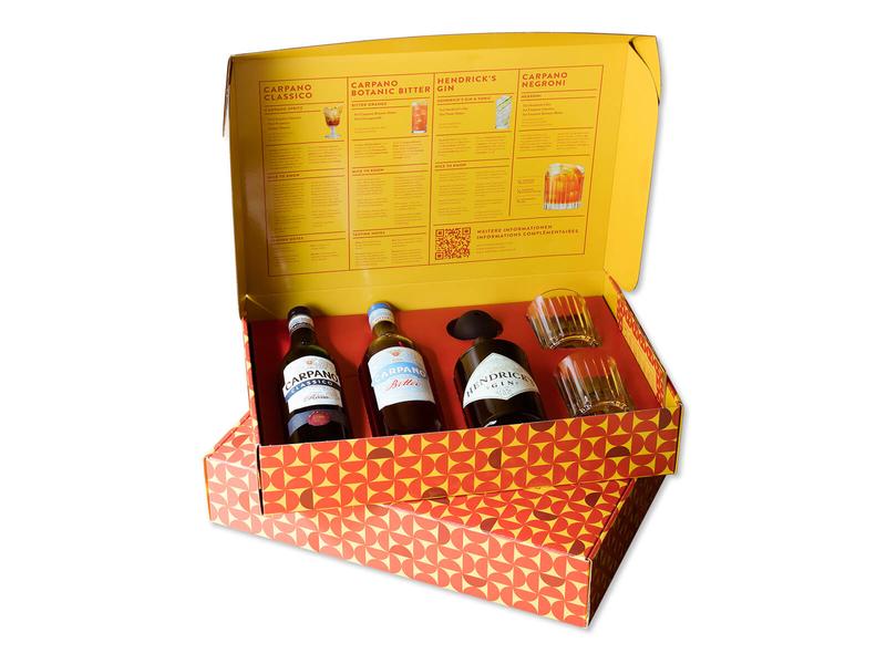 Carpano Geschenkset Negroni Kit Classico, Bitter und Gin Geschenkbox mit Carpano Classico, Carpano Bitter und Hendrick's Gin
