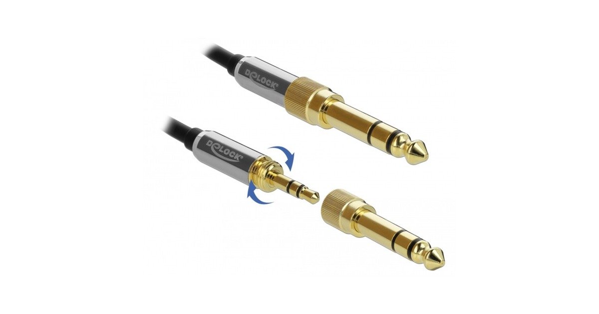 DeLOCKStereokabel 3,5 mm 3 Pin-stekker > 3,5 mm 3 Pin-stekker  (Zwart, 5 meter)