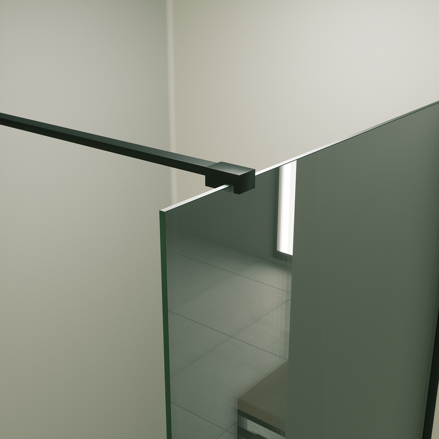 Mueller Slimline inloopdouche 80cm rookglas anti-kalk inclusief mat zwart profiel & stang
