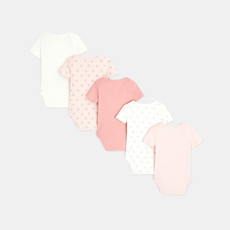 Body manches courtes col US (lot de 5) rose naissance Rose