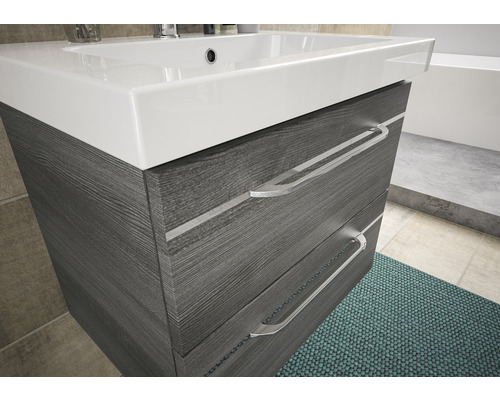 Badkamermeubelset Balto Sprint BxD 64,5 x 44 cm, grafietfronten, 2-delige set met wastafel van mineraalmarmer