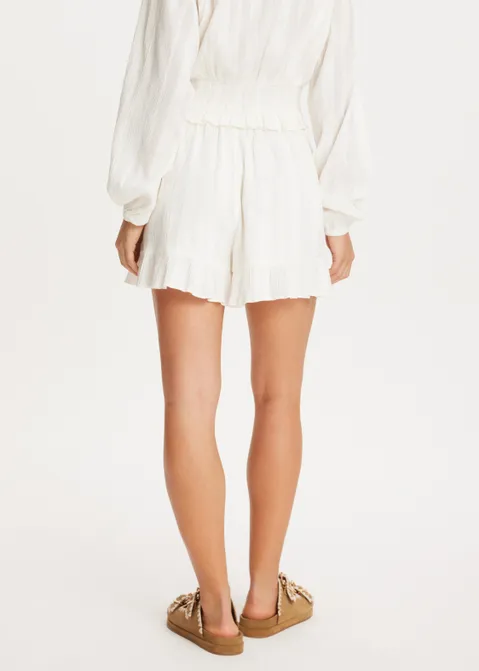 Skort met strik off-white (WIT.O)