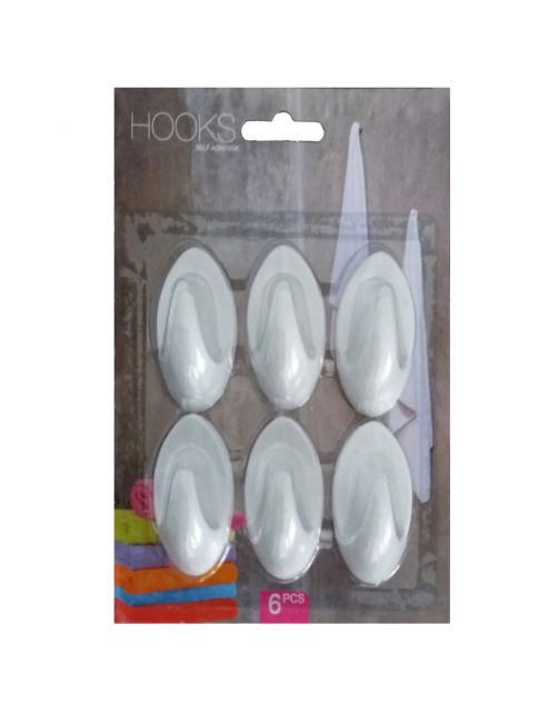 Homestyle Haakjes Klevend 6 St - Huishoud - Wit 4 Ass Set