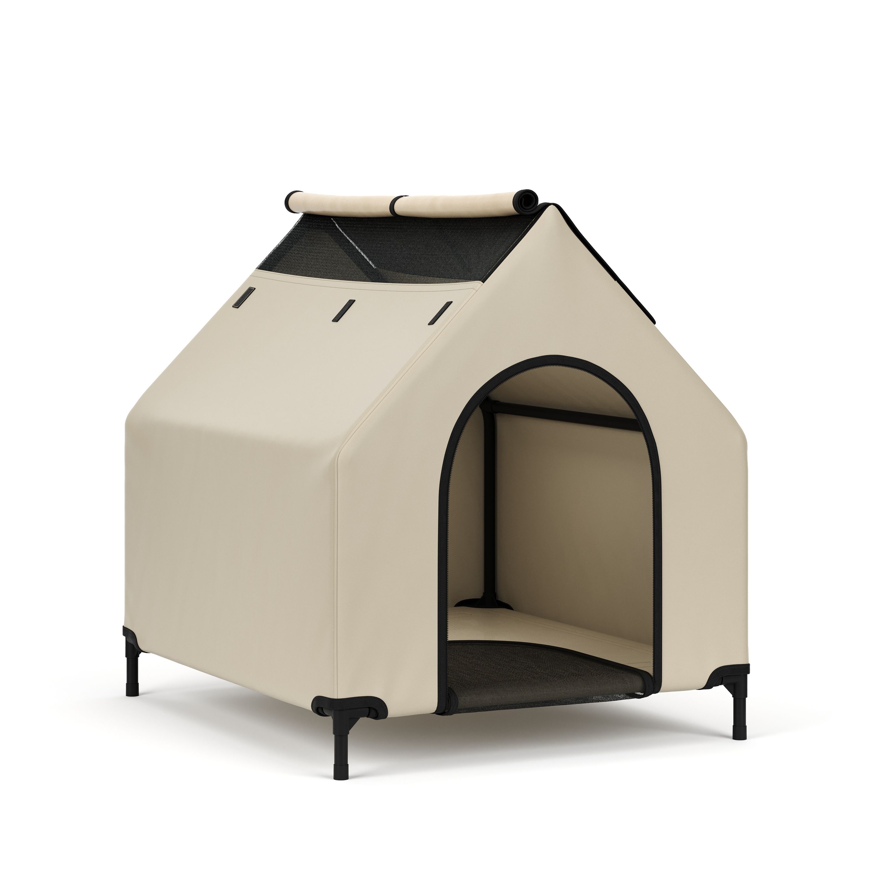 Hundebett Hundehütte erhöht 90 x 65 cm beige