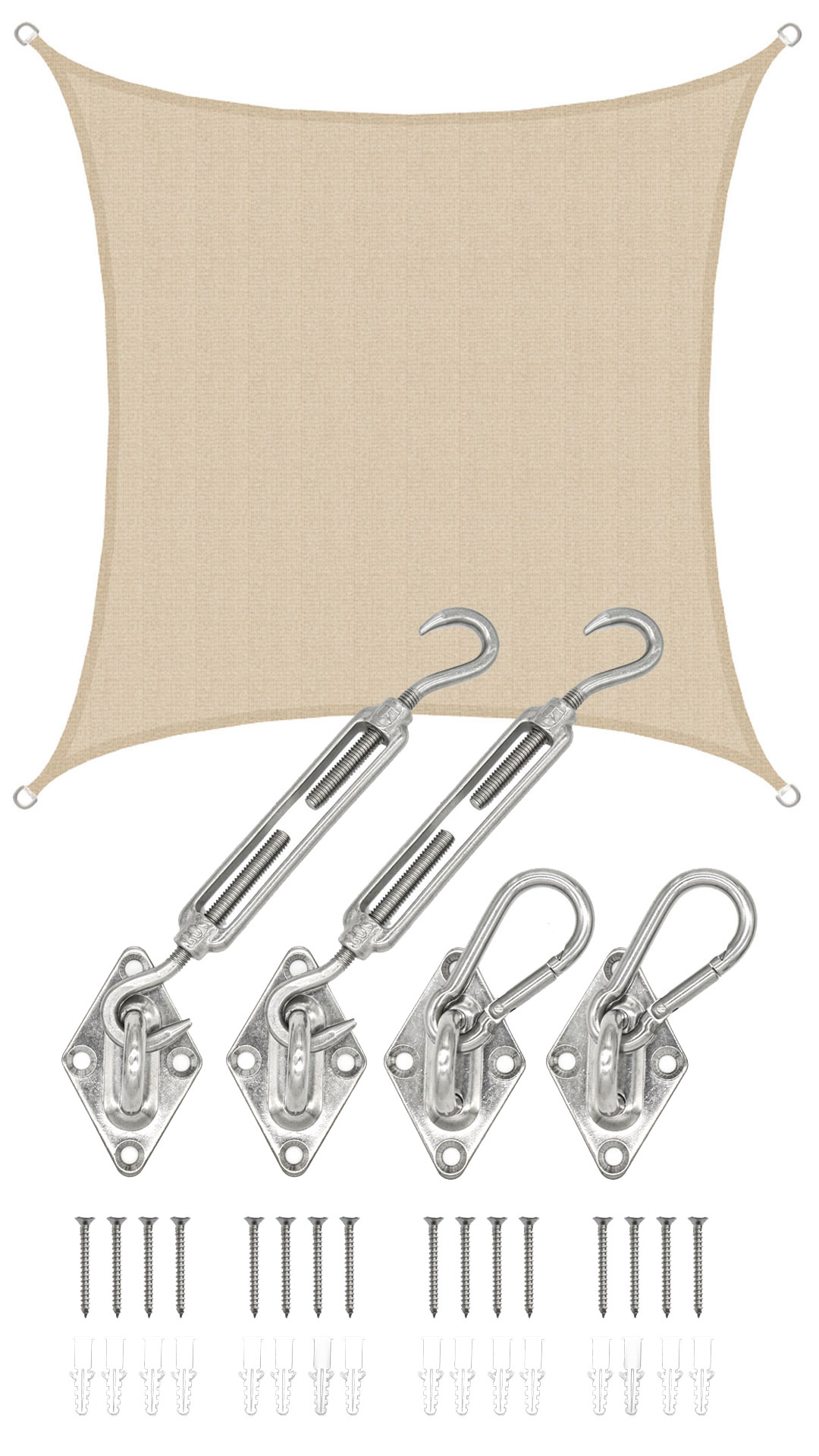 AMANKA 2 x 2 Luchtdoorlatend UV schaduwdoek - Beige