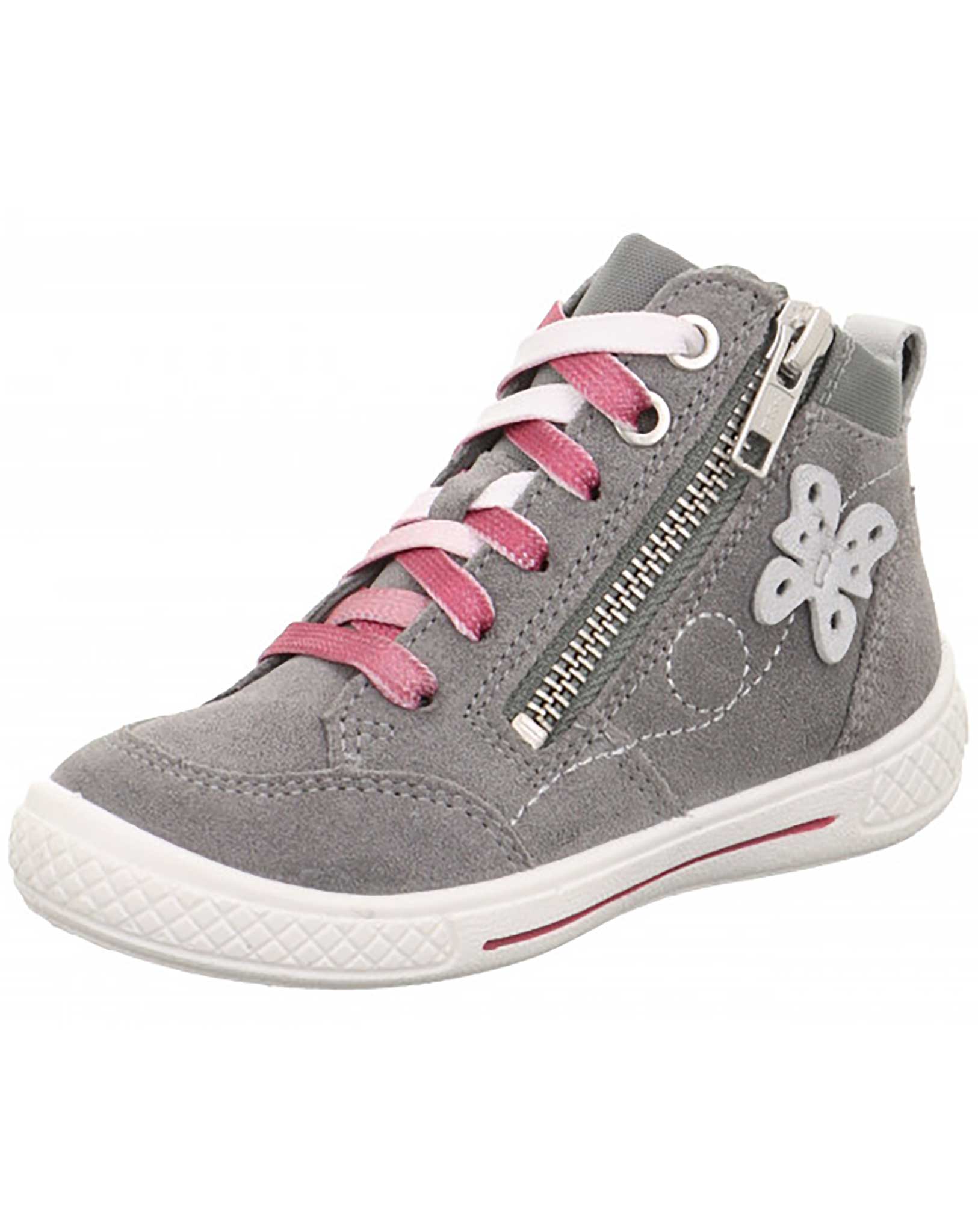 Leder-Sneaker TENSY SCHMETTERLING hoch in hellgrau