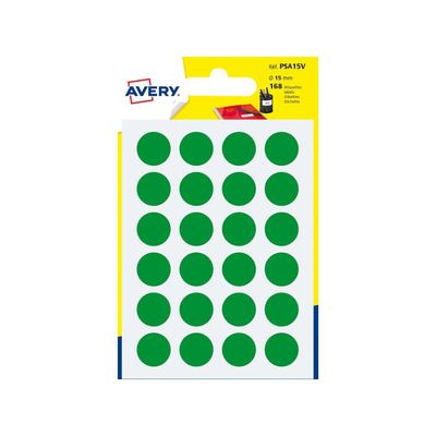 Avery - 168 Pastilles adhésives - vert - diamètre 15 mm