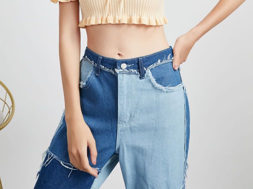 Pandaramma - Off-shoulder crop top met gerimpelde rand en strik aan de voorkant