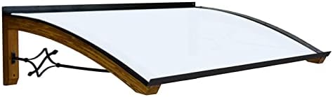 Vordach aus hölzern für den Außenbereich Farbe Honig, Opal kompakte Polycarbonatabdeckung, Modell Legno FOGLIA, Haustür-Vordächer Größe 100 x 150 cm