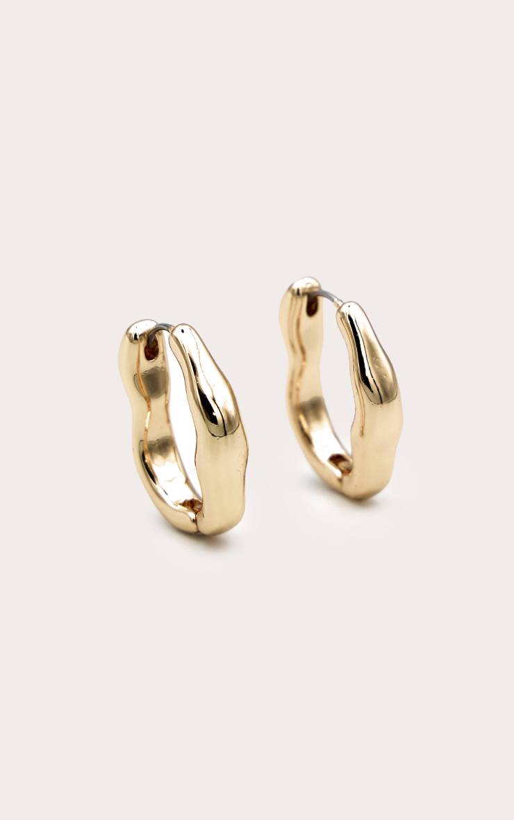 Doré Boucles D'oreilles Créoles Vague Fondue