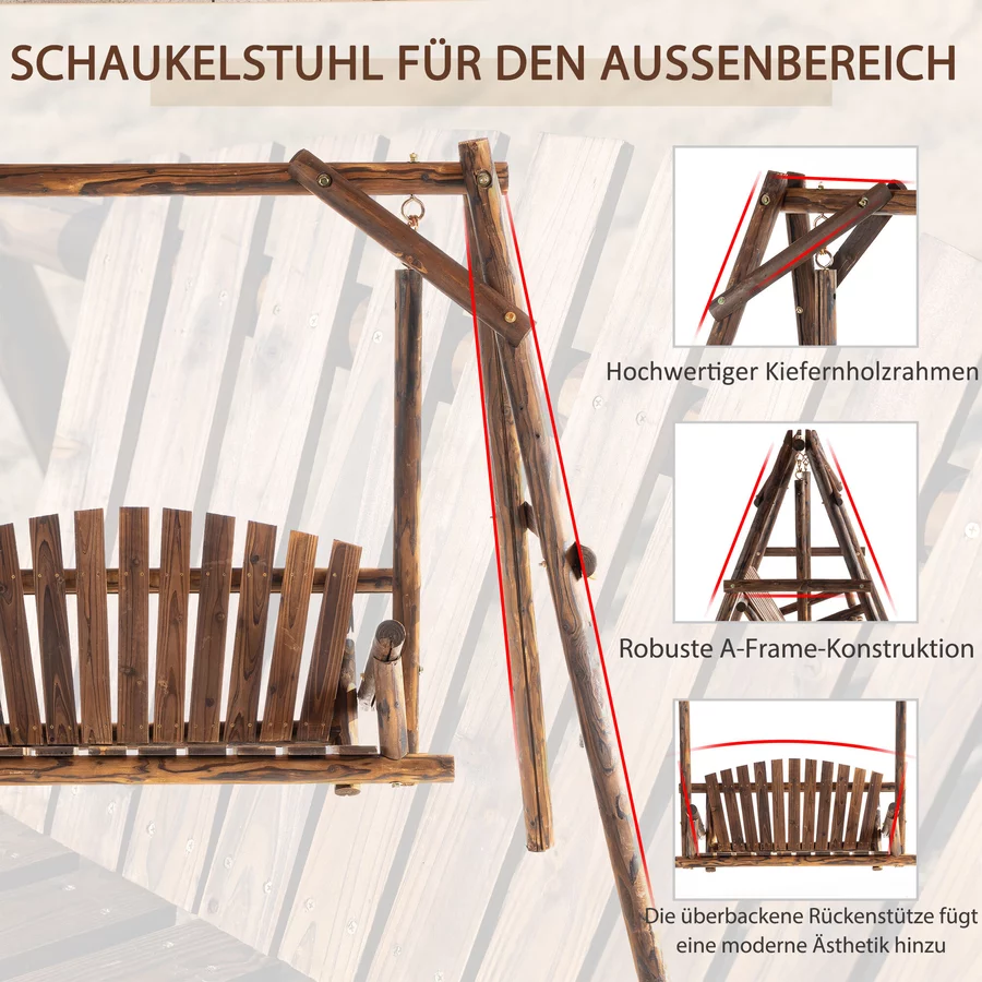 Outsunny Hollywoodschaukel als 2-Sitzer braun