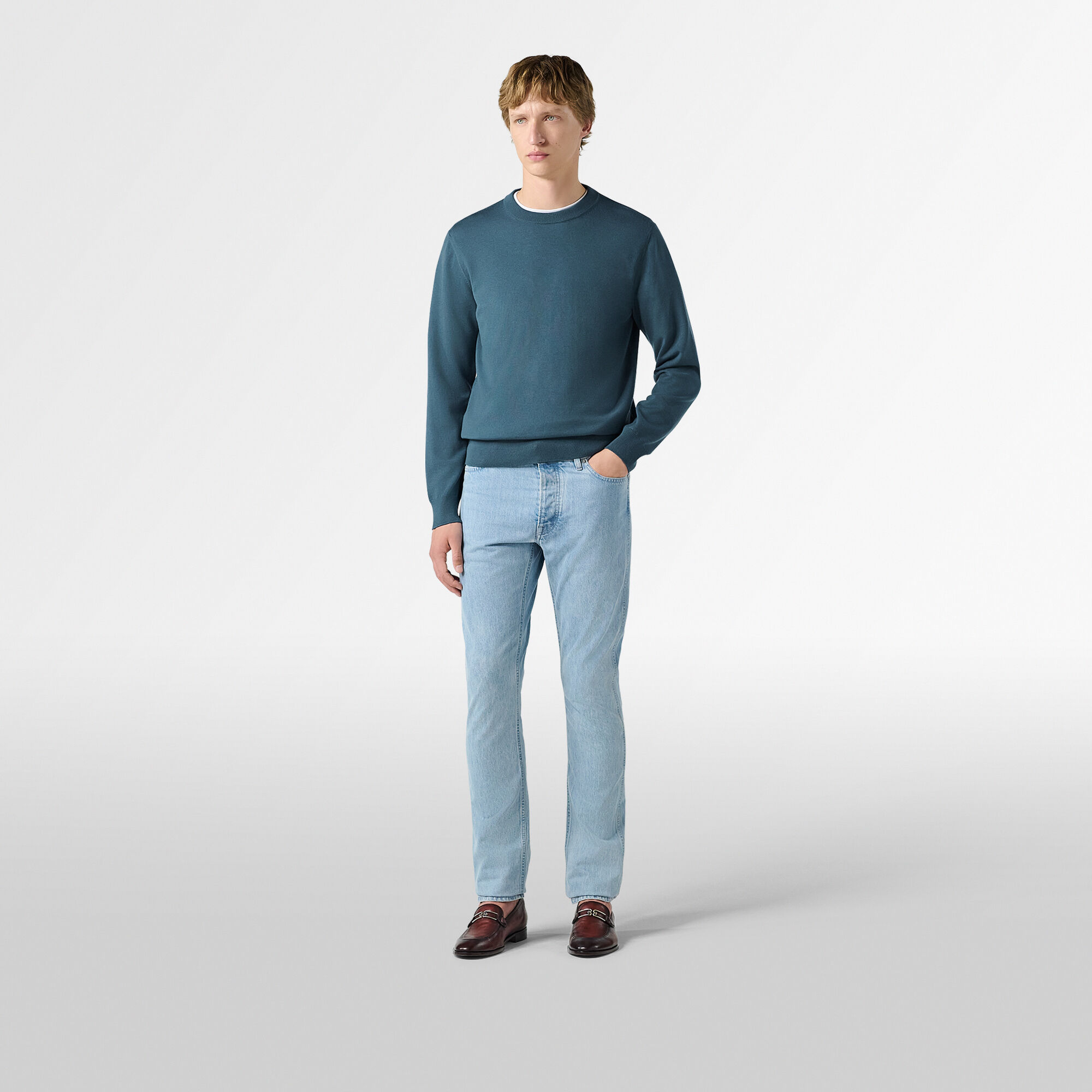 Pantalon Slim En Denim Avec Scritto