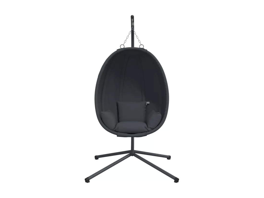 Chaise suspendue en forme d'œuf avec support anthracite