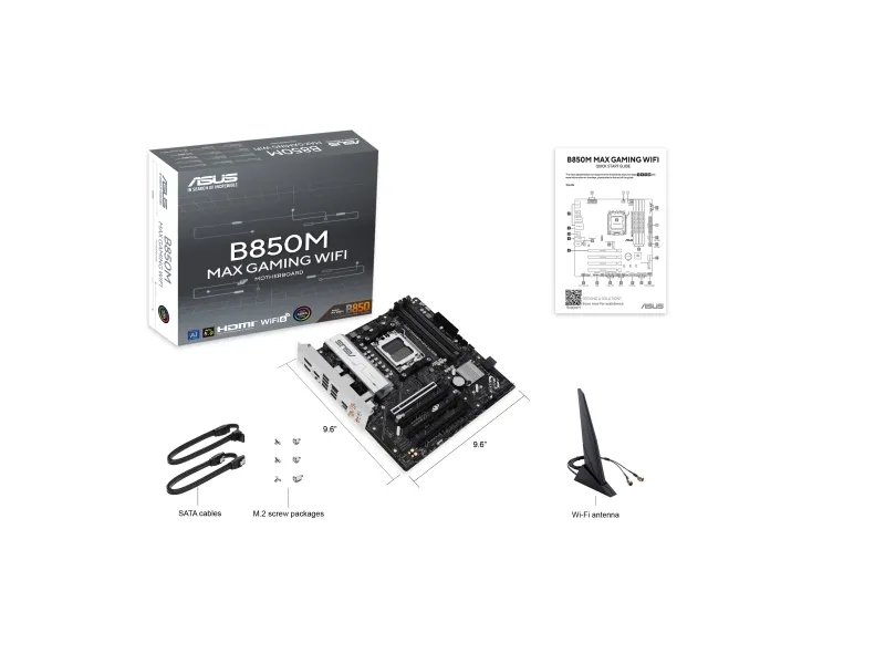 ASUS B850M MAX GAMING WIFI Bundkort - AMD B850 - AMD AM5 socket - DDR5 RAM - Micro-ATX