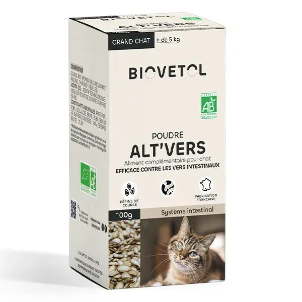 Biovetol - Alimento para o Bem-Estar - Alt'vers em Pó Orgânico para Gatos Grandes (acima de 5kg) - 100g