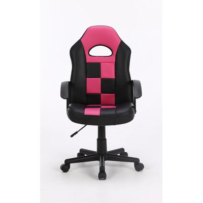 Fauteuil gamer FORMULE 1 - accoudoirs fixes - noir et rose