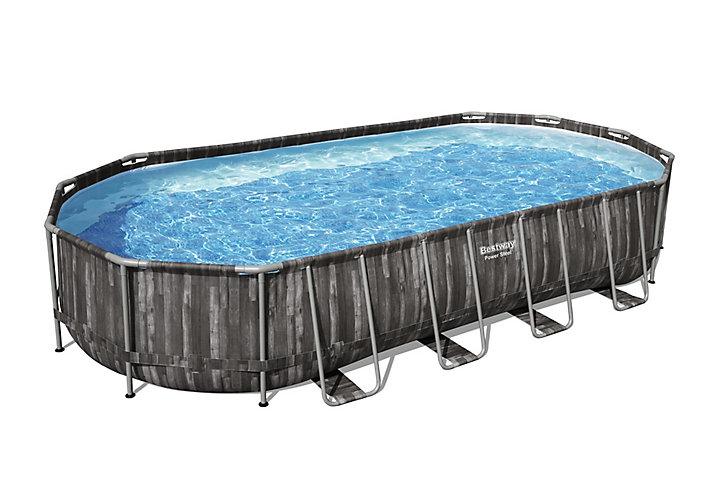 Piscine tubulaire effet bois ovale Bestway Power Steel 7,32 x 3,66 m