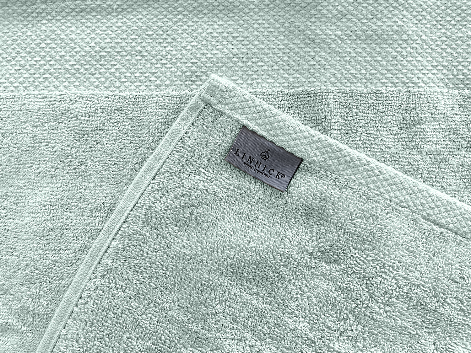 LINNICK Diamond Badstof Handdoek 50x100cm - soft green - set van 10