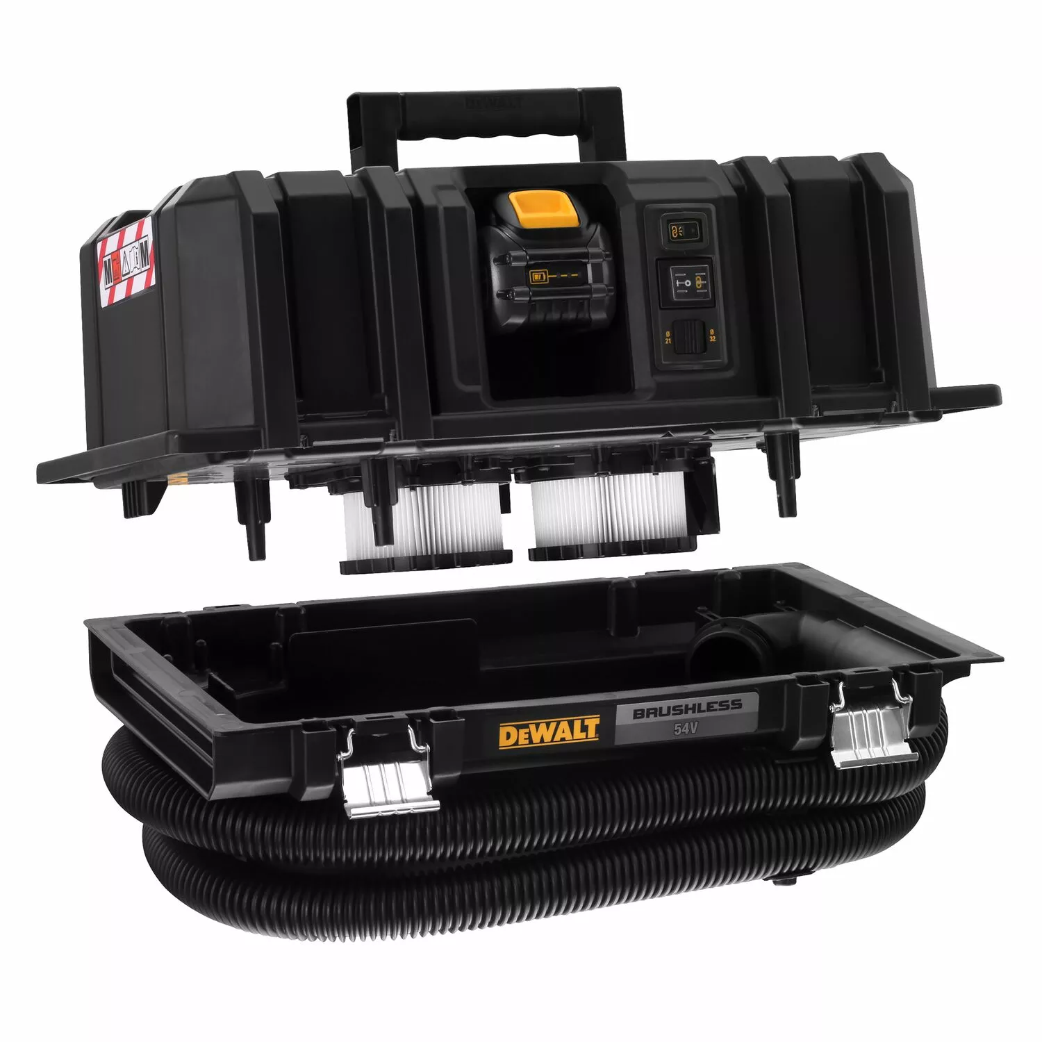DeWALT DCV586MT2 54V Li-Ion Accu Bouwstofzuiger set (2x 6Ah accu) - Nat/Droog - 2000W - M-Klasse - 11L - koolborstelloos