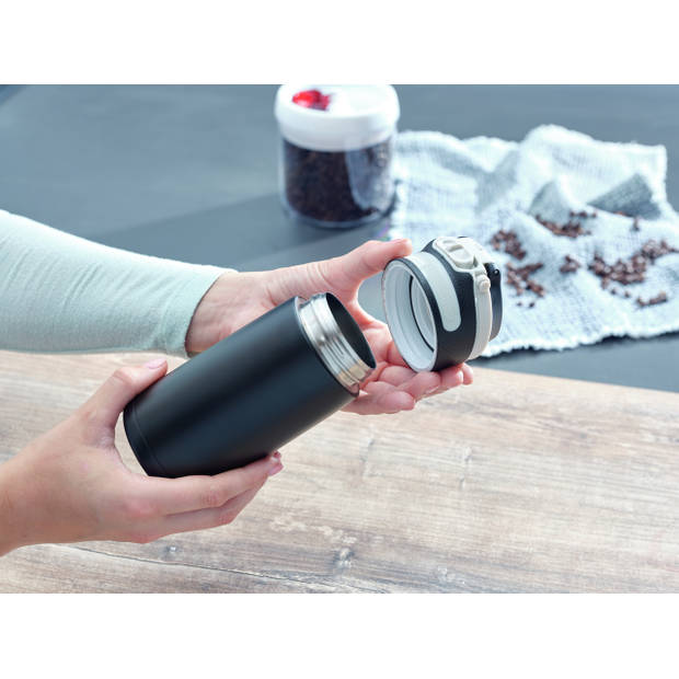 Leifheit Isoleerbeker Flip 350 ml zwart