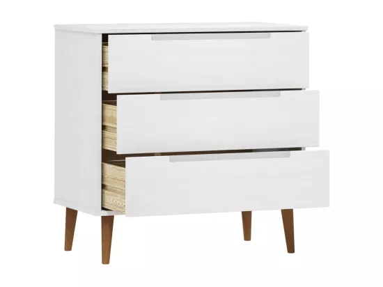 Commode MOLDE Blanc 80x40x80 cm Bois de pin massif
