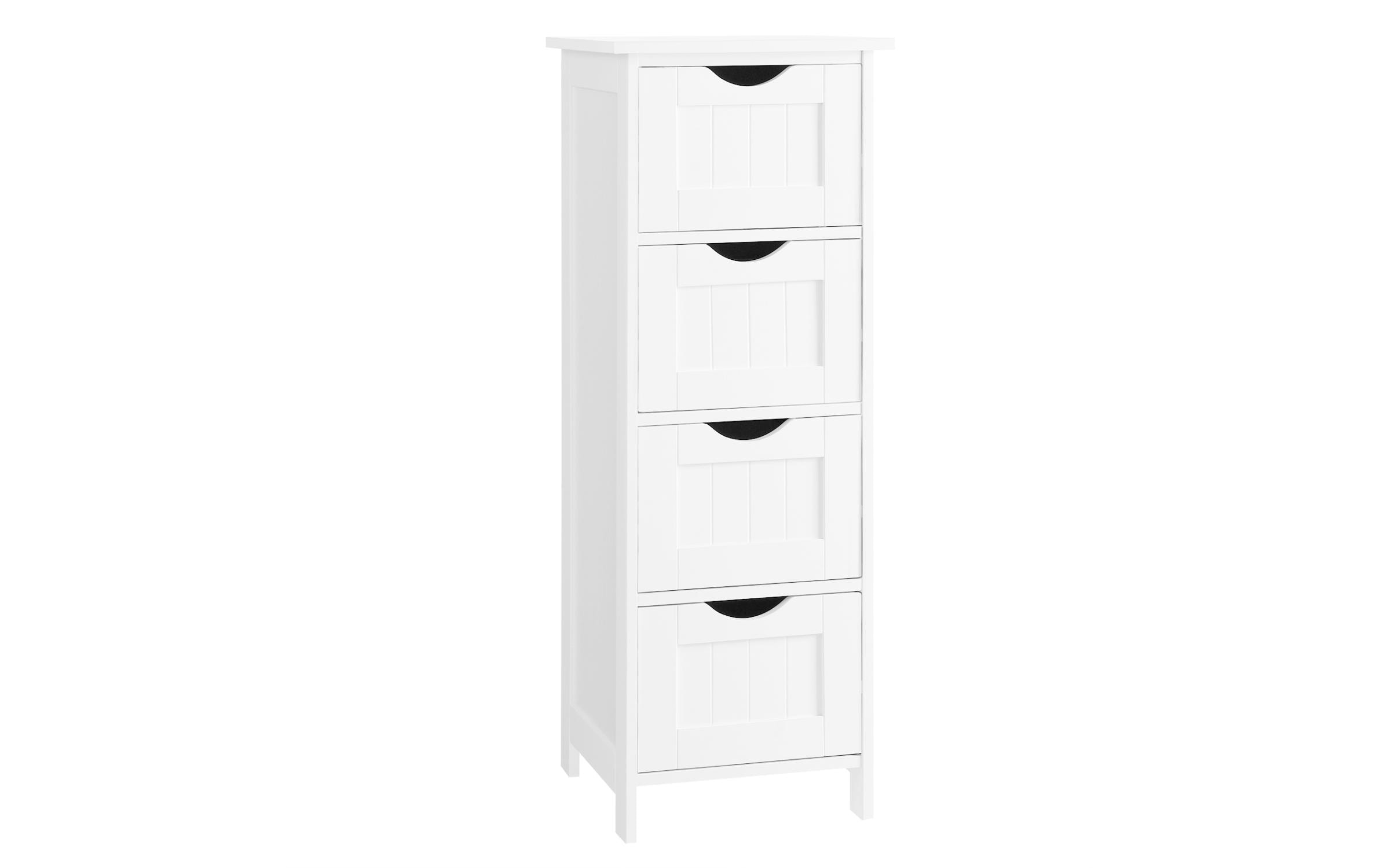 Badezimmerregal mit 4 Schubladen 30 x 82 cm, WeissBeistellschrank im Landhausstil
