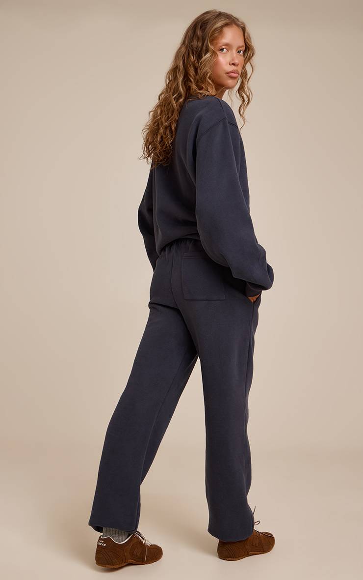 Bleu Marine Pantalon De Jogging En Molleton De Coton Brodé PLT Avec Bas Resserrés