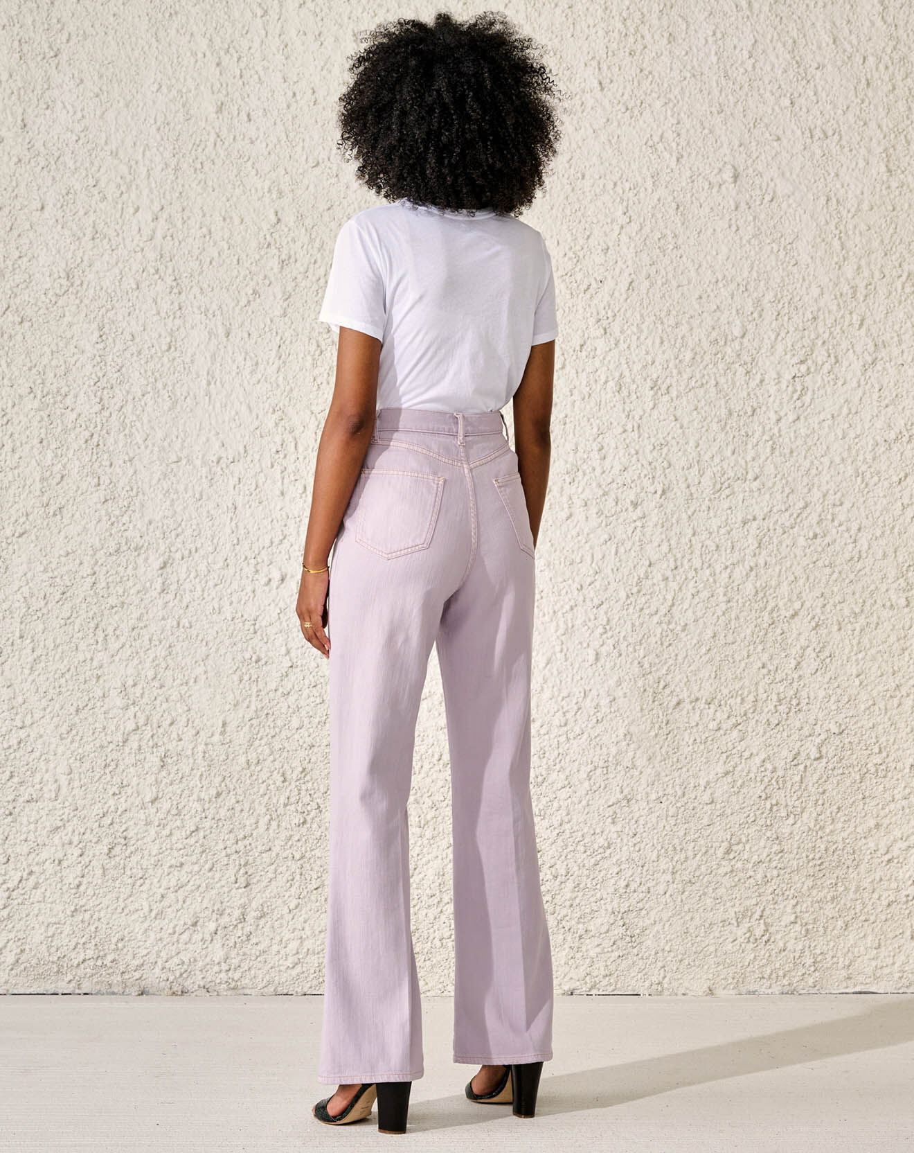 Bellerose Jean flare 70's en Toile de coton Plume parme