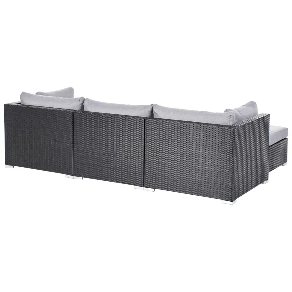 SANO - Loungeset voor 4 - Zwart - Rechtszijdig - PE rotan