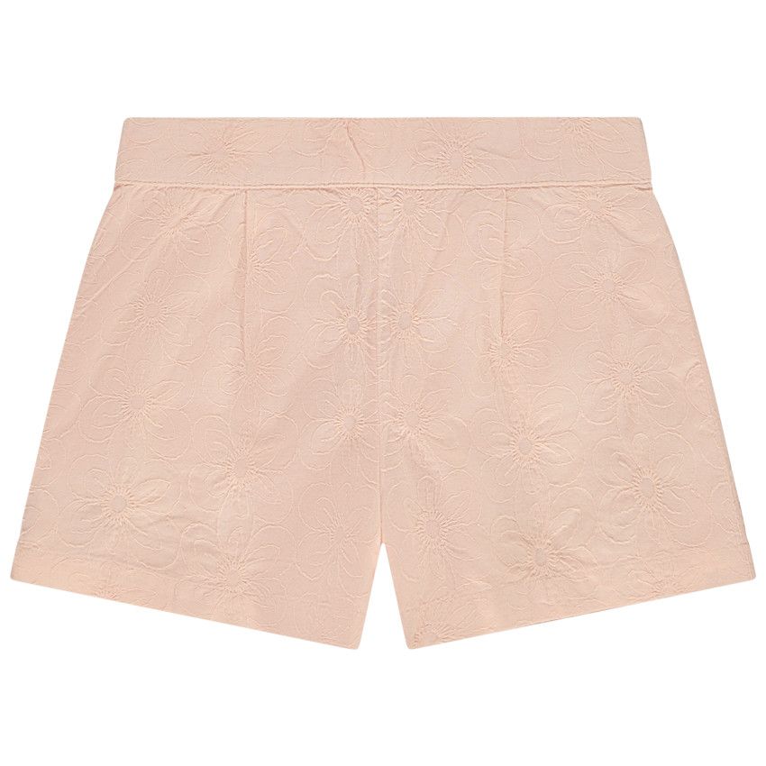 Short en broderie anglaise florale pour fille - Rose