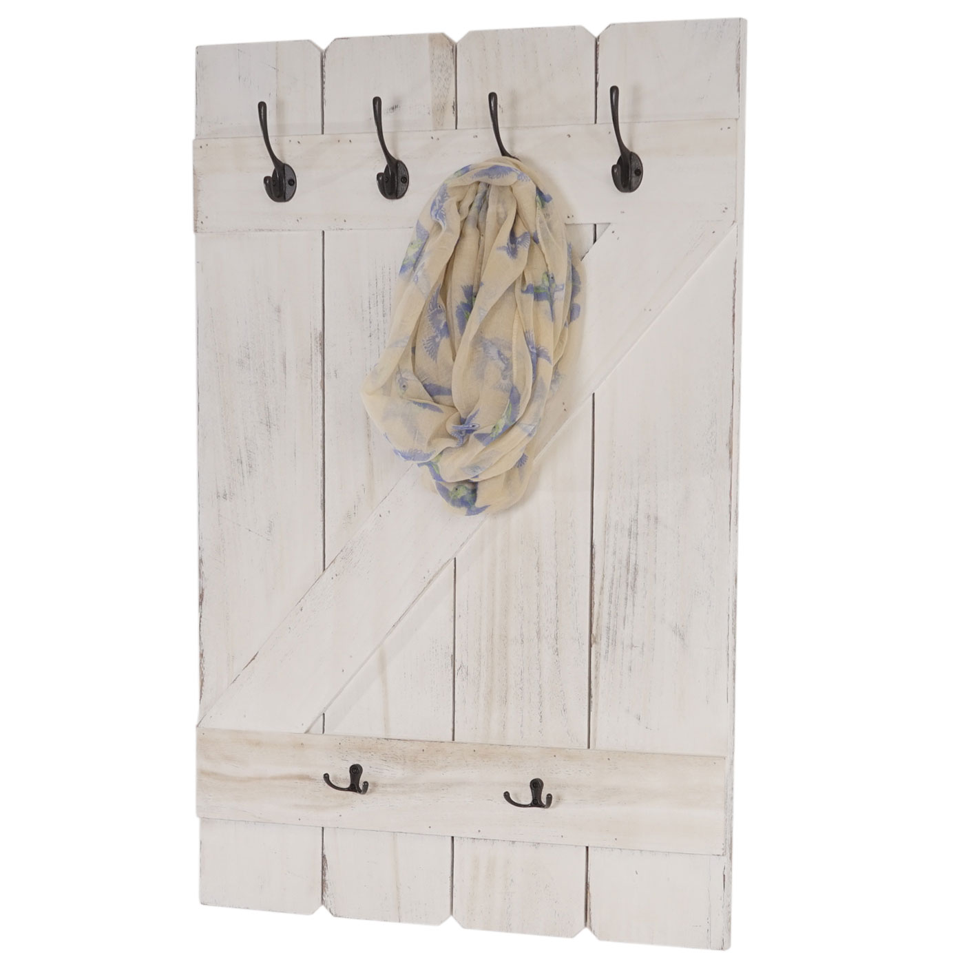 Wandgarderobe MCW-D13, Garderobe Garderobenpaneel, 6 Haken 91x60cm ~ shabby-weiß