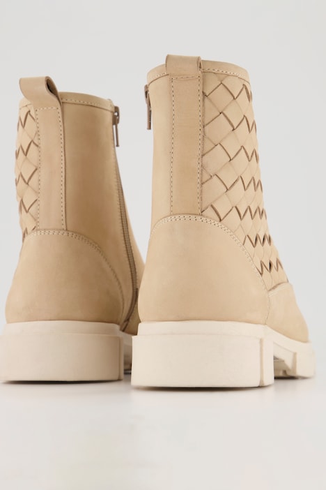 Leder-Stiefeletten, Flechtoptik, Weite H