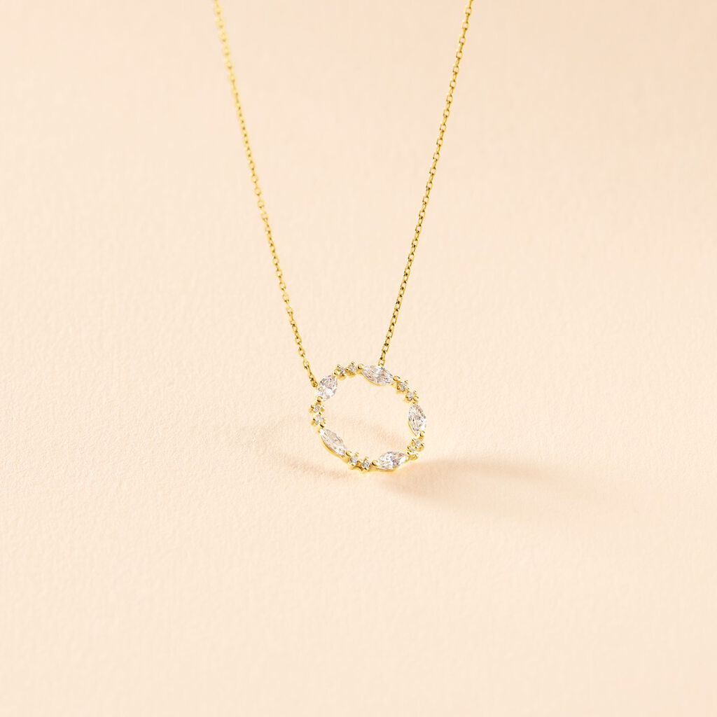 Collier Tiara Or Jaune Oxyde De Zirconium