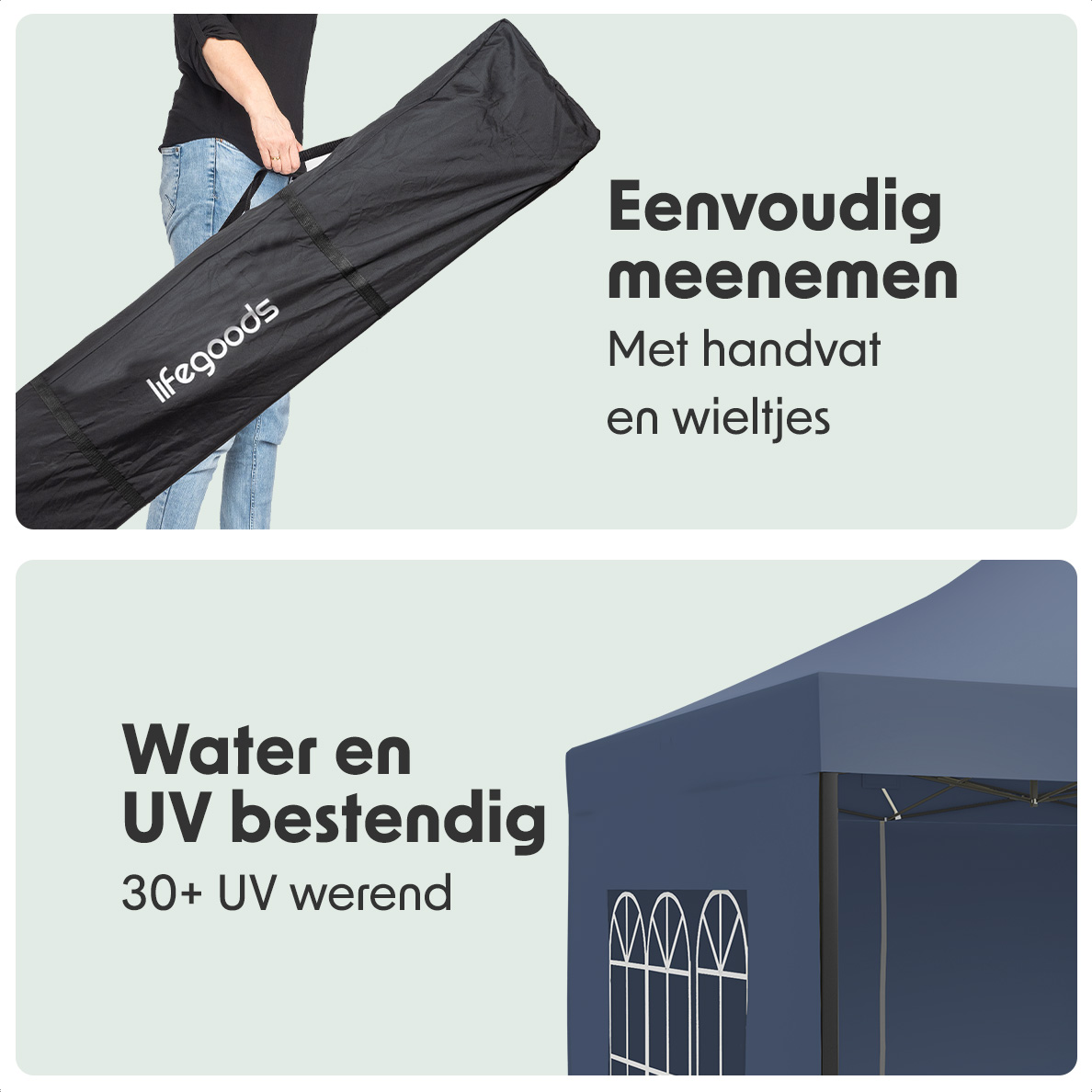 LifeGoods 3 x 3 meter partytent met zijwanden - Dark Blue